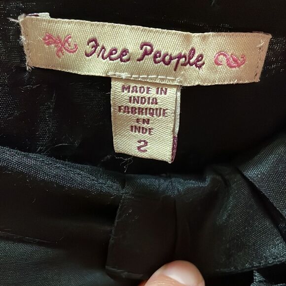 Free People Black & Silver Tiered Ruffle Hem Skirt - Picture 5 of 6